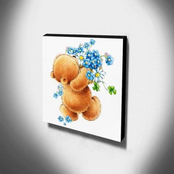 Quadro Infantil Ursinho Canvas 30x30cm-INF433 - 3