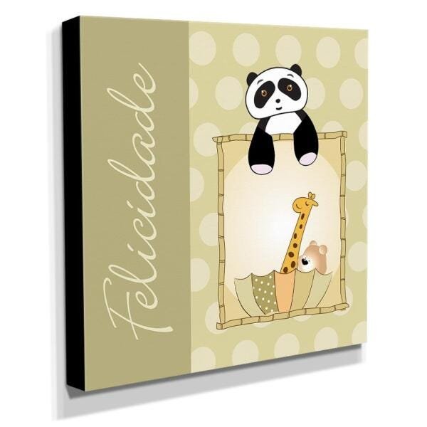Quadro Infantil Ursinho Felicidade Canvas 30x30cm-INF240 - 2