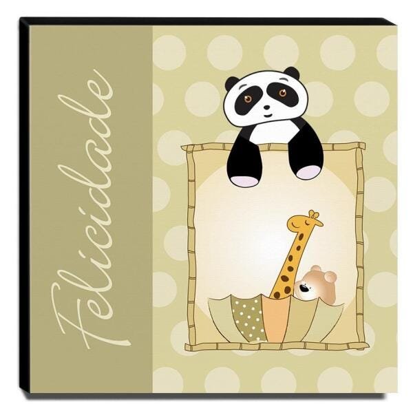 Quadro Infantil Ursinho Felicidade Canvas 30x30cm-INF240 - 1