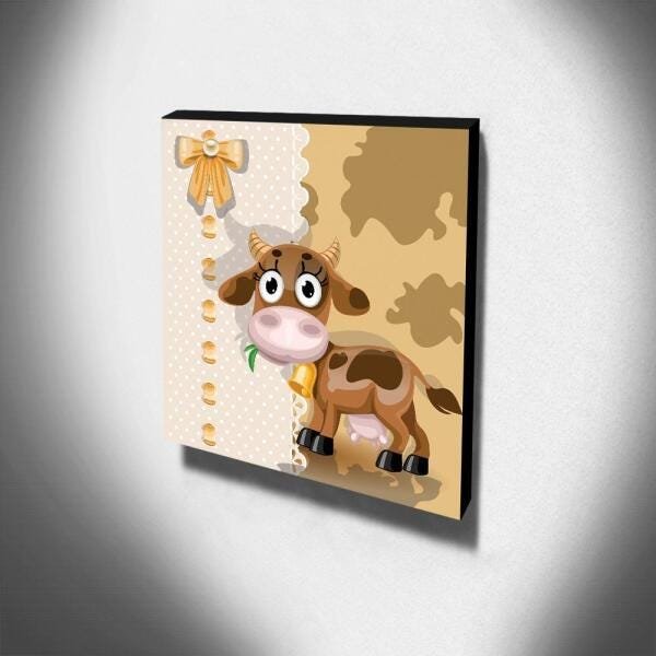 Quadro Infantil Vaca Canvas 30x30cm-INF119 - 3