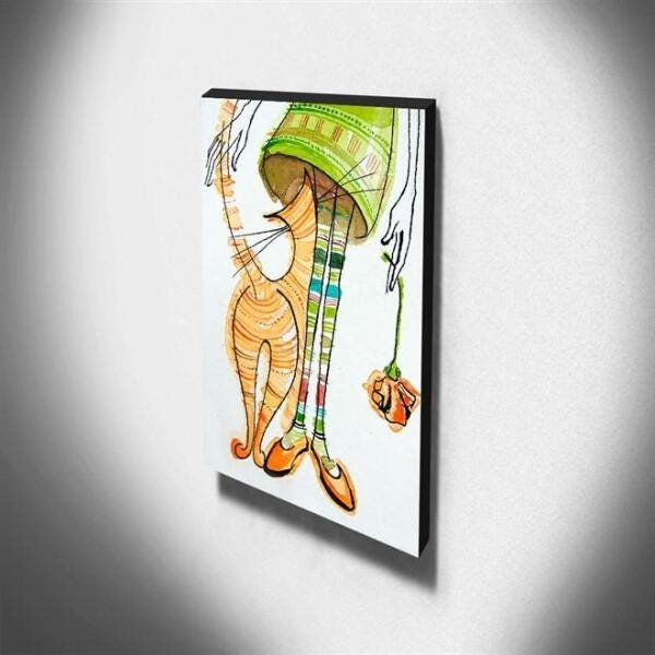 Quadro Infantil Vintage Gato Canvas 40x30cm-INF503 - 3