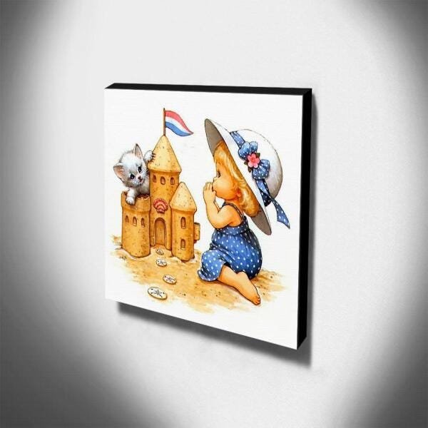 Quadro Infantil Vintage Menina Canvas 30x30cm-INF431 - 3