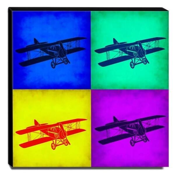 Quadro Pop Art Avião Canvas 30x30cm-QP25 - 1