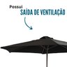 Ombrelone Central de Madeira 3,00 Metros Redondo Guarda Sol Piscina Praia Jardim Grande Importway Iw - 4