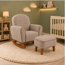 Ver imagem 1 de Poltrona Amamentação Nuvem Balanço + Puff Estofado Bouclé:Bouclé Cappuccino