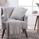 Ver imagem 1 de Manta Decorativa para Sofá Boho Andaraí Off White/preto