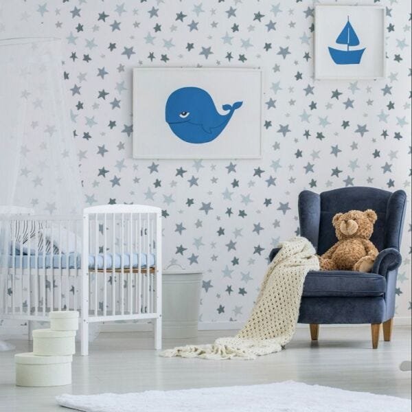 Papel de Parede estrelas tons de cinza - 1