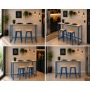 Ver imagem 4 de Mesa Jantar Aparador Bancada Alta Industrial 200x80cm Tampo Bege Pés Azul