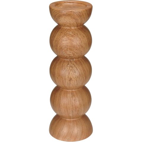 Castiçal Decorativo de Cerâmica Estilo Madeira 25x8x8cm Porta Vela Mesa Jantar
