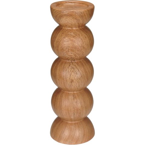 Castiçal Porta Vela Suporte Home&co Cerâmica 25x8x8cm Estilo Madeira