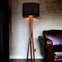 Ver imagem 3 de Luminaria Abajur de Chão Decor com Cupula e Pes de Madeira:preto