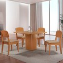 Ver imagem 1 de Mesa de Jantar Eloise 90cm Tampo Mdf Laminado com 4 Cadeiras Copper Moderna Mobília