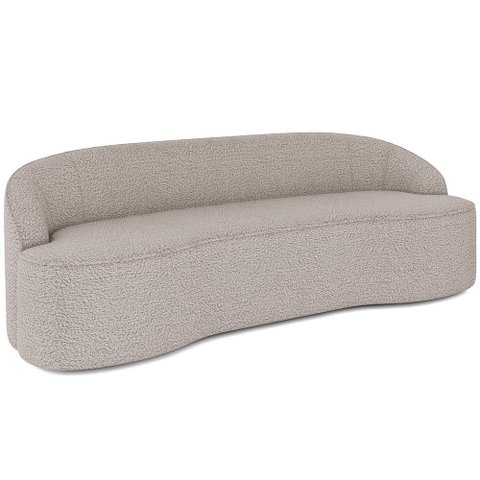 Sofá 4 Lugares Curvo Sala de Estar Living Lótus D02 Bouclê Bege 230 cm B-62 - Lyam Decor