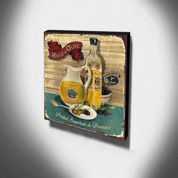 Quadro Cozinha Vintage Azeite De Oliva Canvas 30x30cm-COZ53 - 3