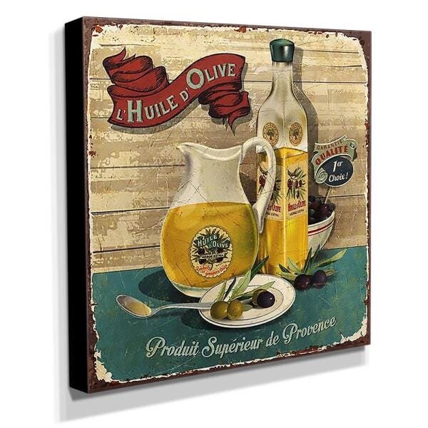 Quadro Cozinha Vintage Azeite De Oliva Canvas 30x30cm-COZ53 - 2