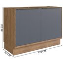 Ver imagem 3 de Balcão Cozinha Modular 100% MDF Édez Uno, 2 Portas 120 cm, Grafite e Louro Freijó