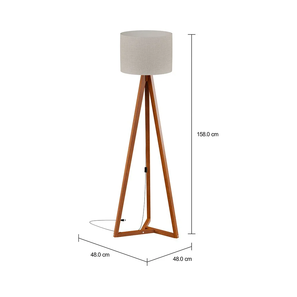 Luminária de Chão Industrial Point Amêndoa Cúpula Off White