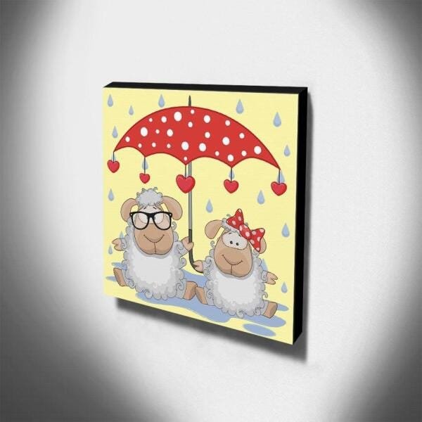 Quadro Infantil Ovelhinhas Canvas 30x30cm-INF330 - 3