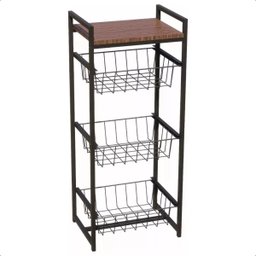 Fruteira de Chão para Cozinha Estilo Industrial com 3 Cestos - 1