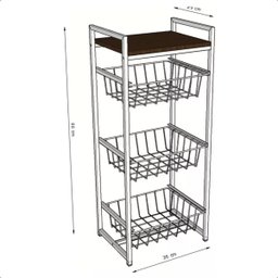 Fruteira de Chão para Cozinha Estilo Industrial com 3 Cestos - 2