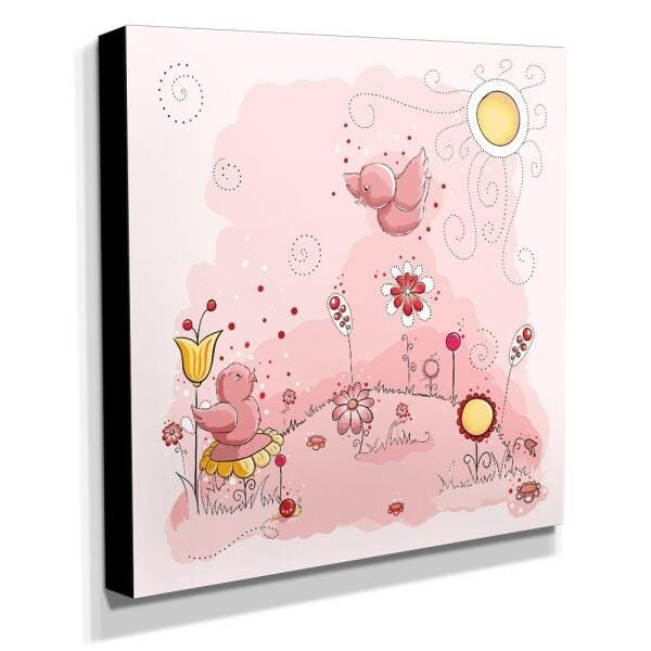 Quadro Infantil Pássaros Canvas 30x30cm-INF71 - 2