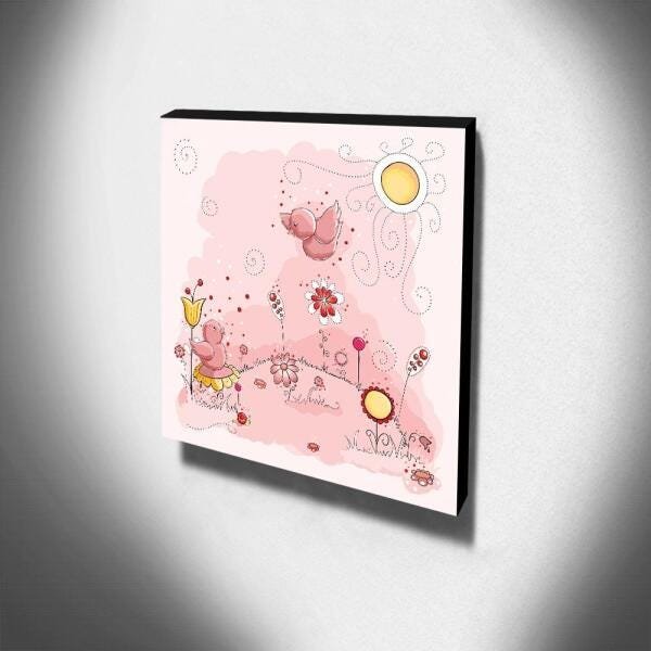 Quadro Infantil Pássaros Canvas 30x30cm-INF71 - 3
