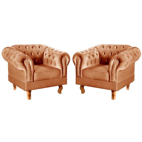 Conjunto 2 Poltronas Dom Pedro Cor:Veludo Terracota 400
