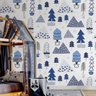 Papel de Parede floresta infantil tons de azul - 1