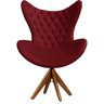 Cadeira Decorativa com Capitonê Big Egg Bordô Giratória Madeira - 1