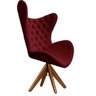 Cadeira Decorativa com Capitonê Big Egg Bordô Giratória Madeira - 2
