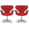 Kit 2 Cadeiras Capitonê Tulipa Vermelha Giratória - 1