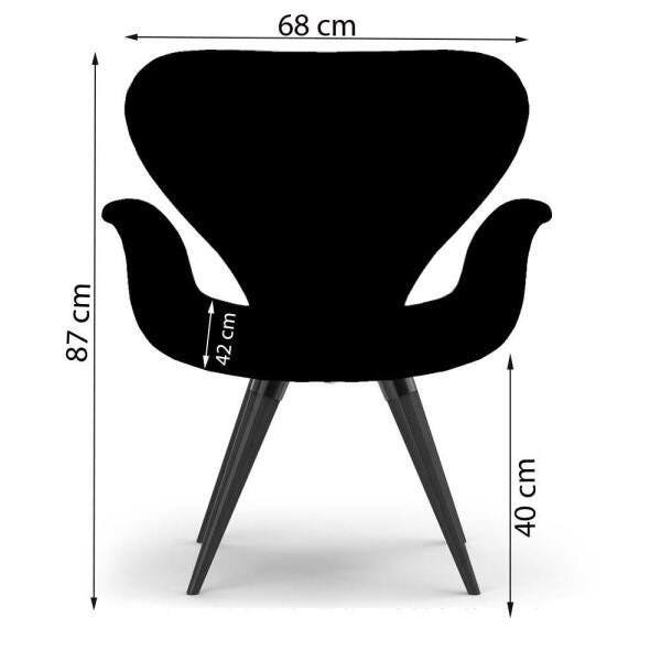 Kit 2 Poltronas Capitonê Tulipa Preta Base Fixa - 3
