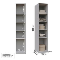 Guarda-roupa Modular 40cm 1 Porta Reflecta com Prateleiras Jade Cabecasa Madeiramadeira - 3