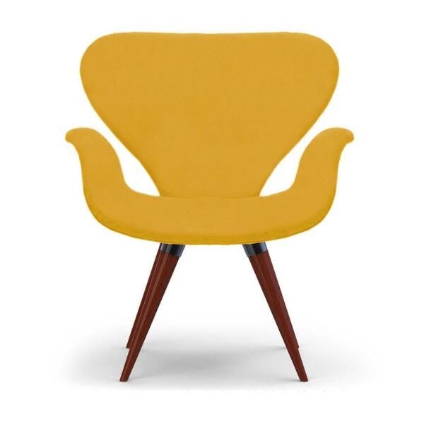 Kit 2 Poltronas Decorativas Tulipa Amarela Base Fixa - 2