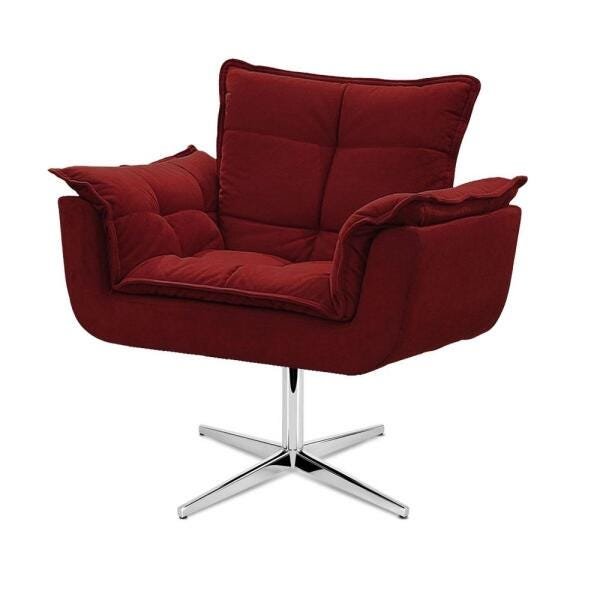 Cadeira Decorativa Opala Vermelho Bordô Base Giratória - 1