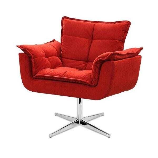 Kit 2 Cadeiras Decorativa Opala Vermelha Base Giratória - 2