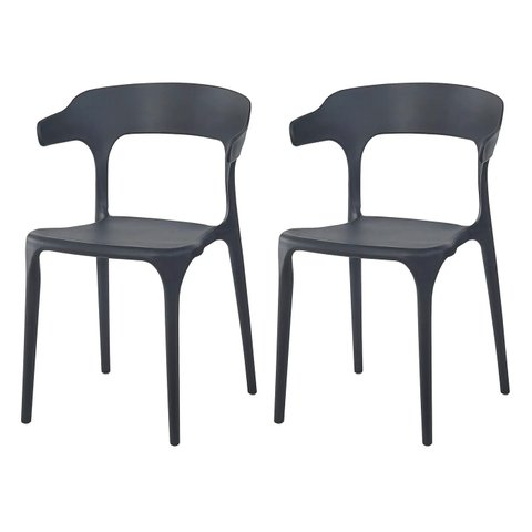 2x Cadeira de Jantar Garden Luxo Preta - Kit