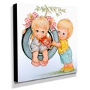 Ver imagem 2 de Quadro Infantil Vintage Menino e Menina Canvas 30x30cm-INF500