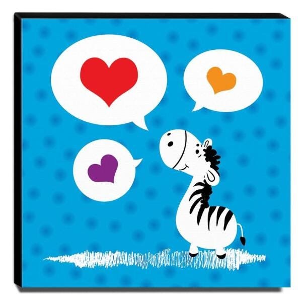 Quadro Infantil Zebra Canvas 30x30cm-INF292 - 1