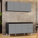 Ver imagem 2 de Armário Aéreo Nevada e Balcão Para Pia 160cm Arkansas Preto/Cinza - Lumil Lumil Móveis Nevada/Arkans