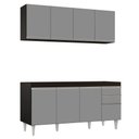 Ver imagem 1 de Armário Aéreo Nevada e Balcão Para Pia 160cm Arkansas Preto/Cinza - Lumil Lumil Móveis Nevada/Arkans