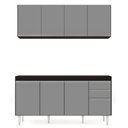 Ver imagem 5 de Armário Aéreo Nevada e Balcão Para Pia 160cm Arkansas Preto/Cinza - Lumil Lumil Móveis Nevada/Arkans