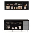 Ver imagem 3 de Armário Aéreo Nevada e Balcão Para Pia 160cm Arkansas Preto/Cinza - Lumil Lumil Móveis Nevada/Arkans