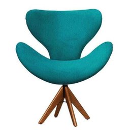 Cadeira Decorativa Egg Azul Turquesa com Base Giratória Madeira - 1