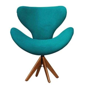 Cadeira Decorativa Egg Azul Turquesa com Base Giratória Madeira