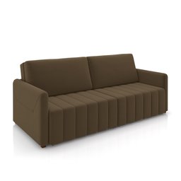 Sofá-cama Decorativo Retrátil Thanos 2 Lugares 192cm Veludo Marrom G45 - Gran Belo - 1
