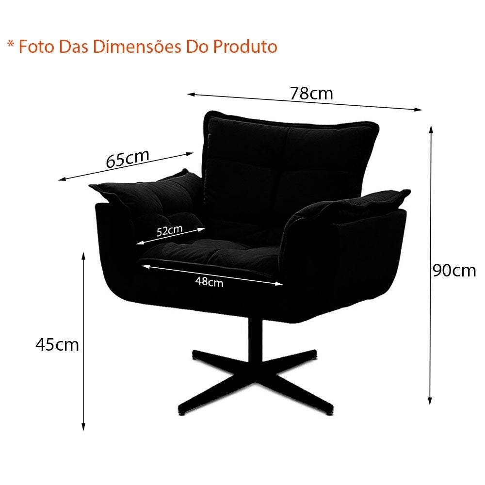 Kit 2 Cadeiras Decorativa Opala Cinza Escuro Base Giratória - 3