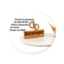 Mesa Jantar Cone Laqueado Tampo Redondo Laca com Vidro 130cm Branco - 3