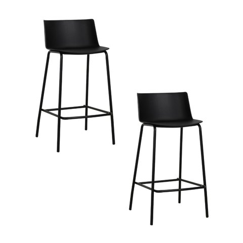 Kit com 2 Banquetas Ipanema Alta para Cozinha em Polipropileno e Base em Aço Pintado - Preto