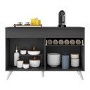 Ver imagem 3 de Balcão Cozinha Gabinete Pia 120Cm 2 Portas Preto/branco